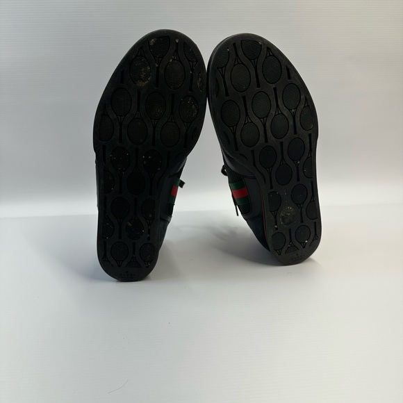 Gucci Black/Red Leather and Mesh Vintage Tennis Sneakers - Picture 5 of 9